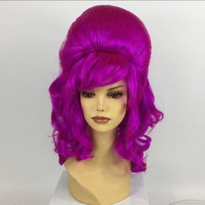 Retro Cosplay Anime Pink Magenta Beehive Wig